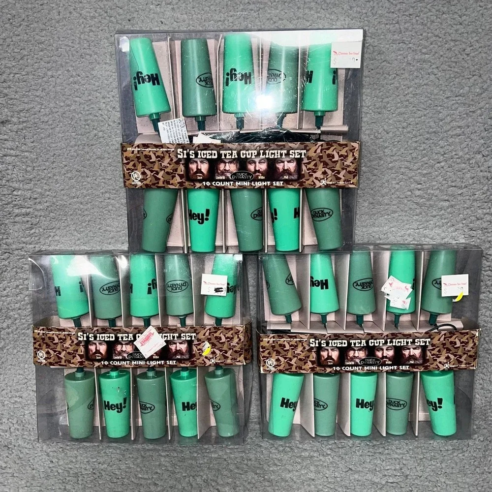 NIB Duck Dynasty Lot of 3 Si's Iced Tea Cup Light Set 10 Count Mini String Light